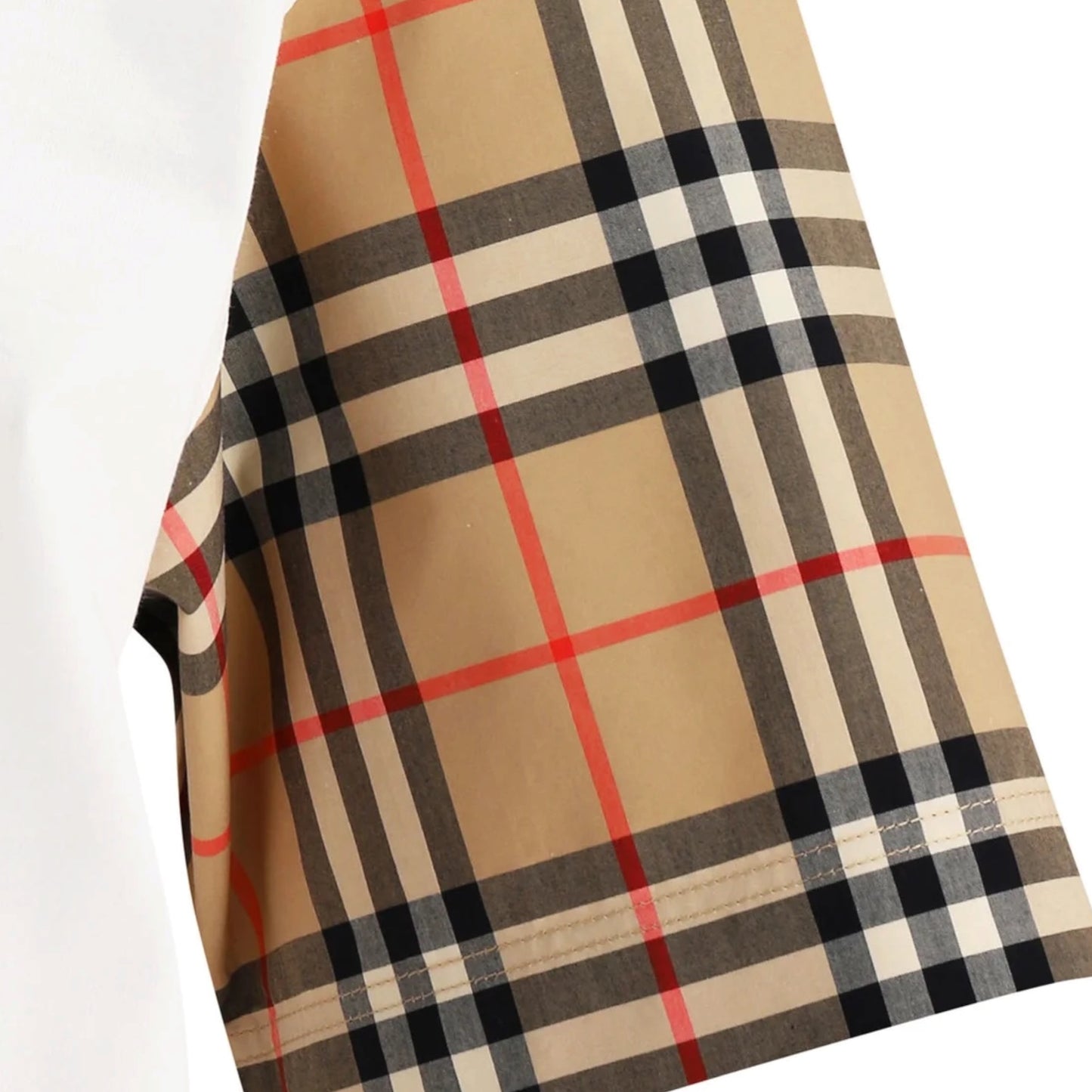 BURBERRY CHECK SLEEVE T-SHIRT WHITE