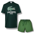 LACOSTE LARGE LOGO T-SHIRT & SWIM SHORTS SET GREEN & GREEN