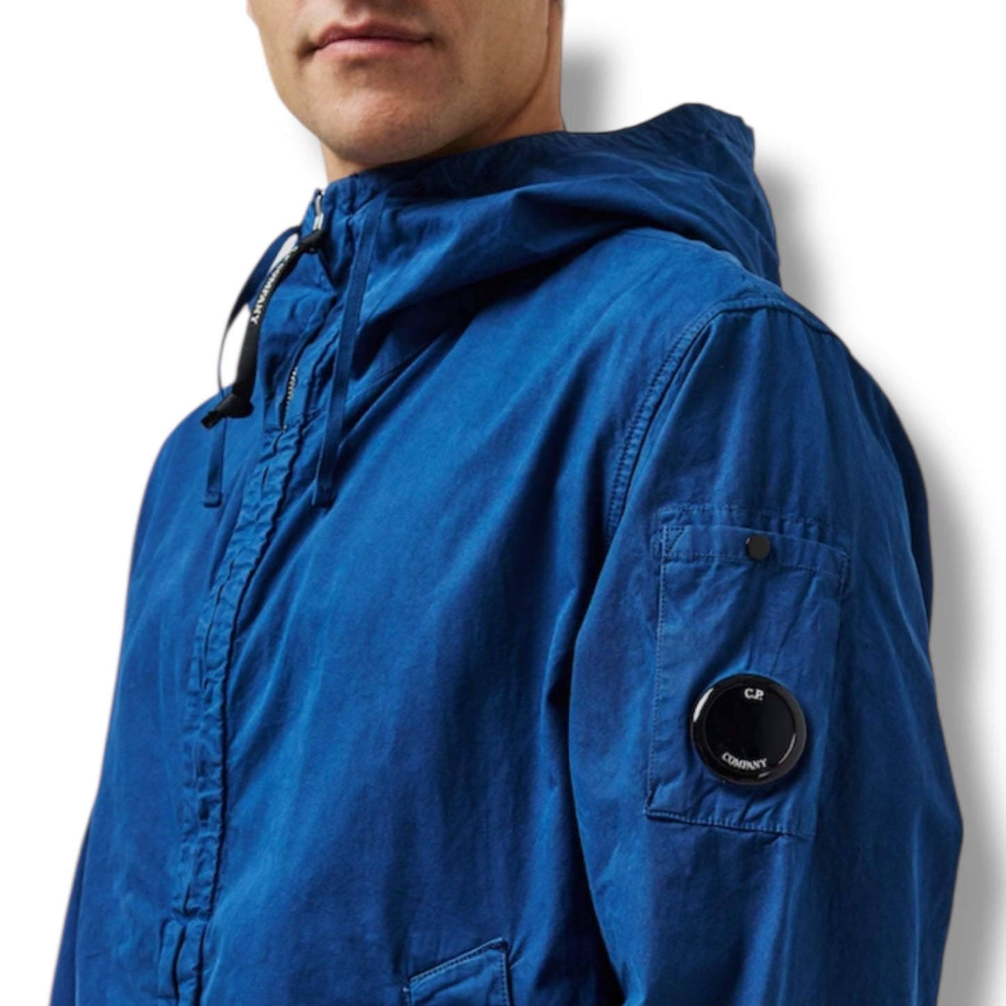 CP COMPANY HOODED LENS OVERSHIRT OCEANA BLUE