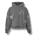 REPRESENT LEGACY ZIP UP HOODIE WASHED GREY