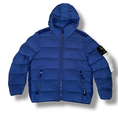 STONE ISLAND SEAMLESS TUNNEL HOODED PUFFER JACKET BLUETTE