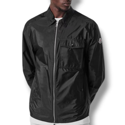 MONCLER NYLON ZIP UP OVERSHIRT BLACK