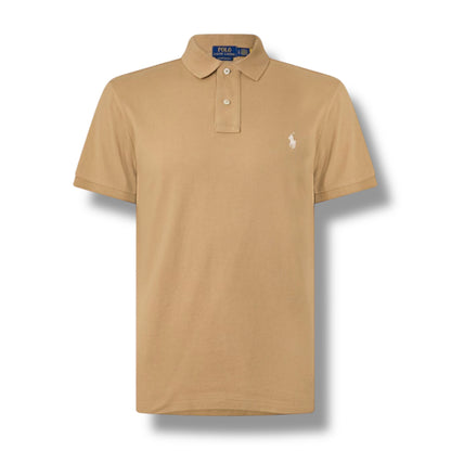 RALPH LAUREN CUSTOM FIT POLO SHIRT TAN BEIGE