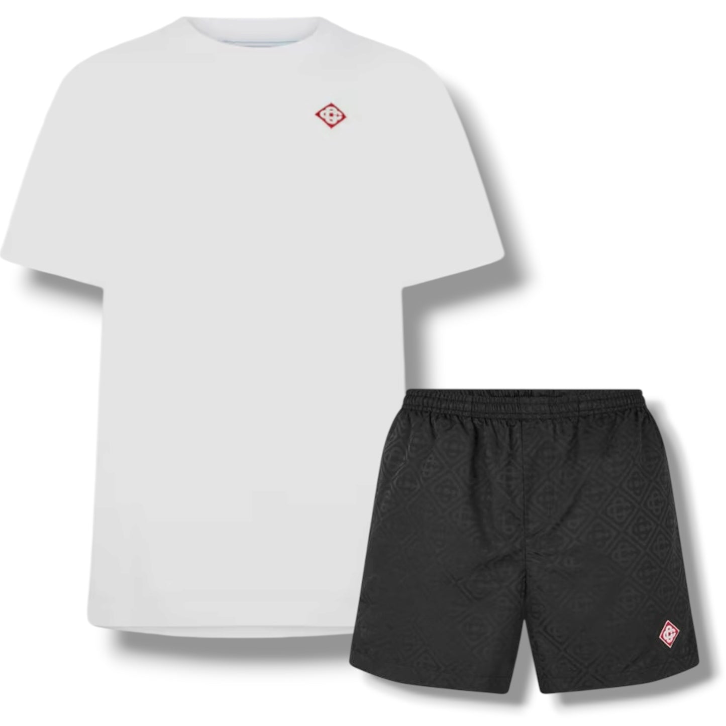 CASABLANCA DIAMOND T-SHIRT & SWIM SHORTS SET WHITE & BLACK