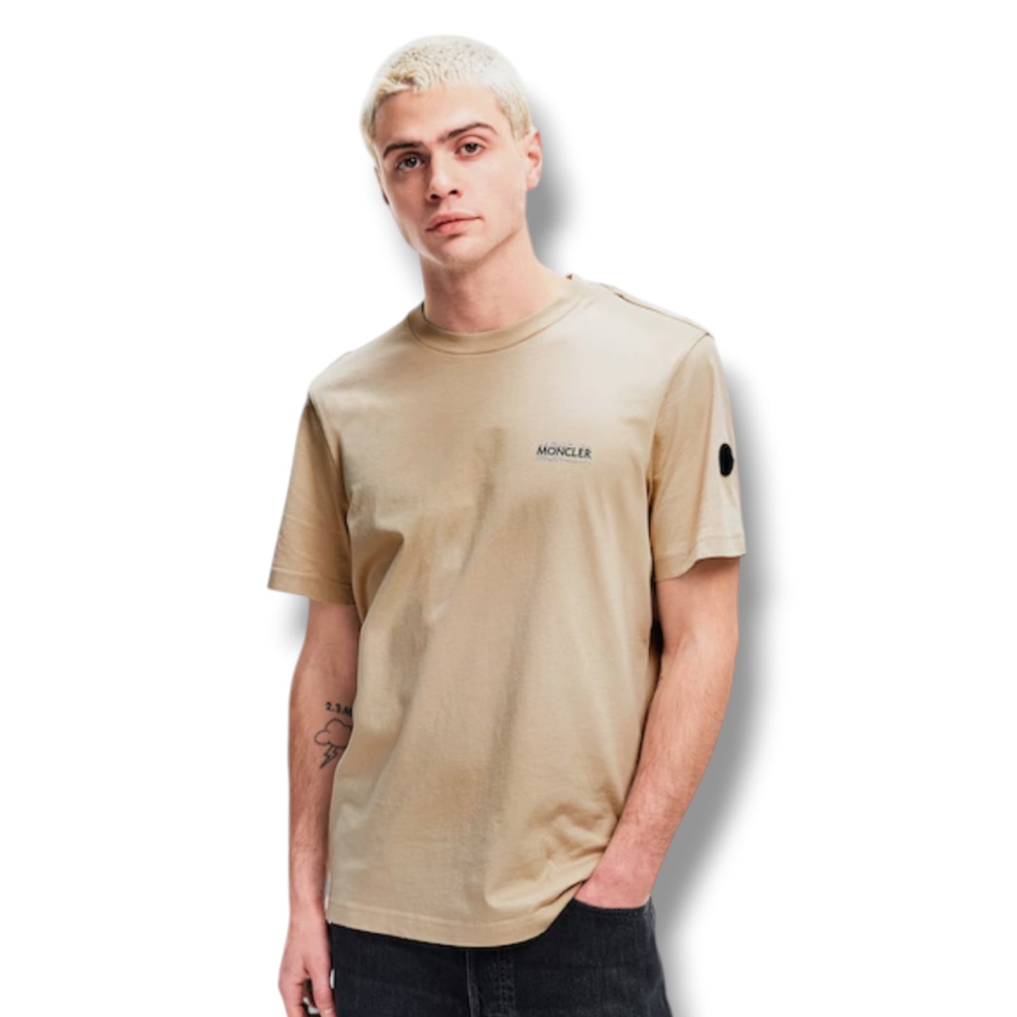 MONCLER SPLIT LOGO T-SHIRT BEIGE
