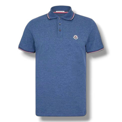 MONCLER LOGO POLO SHIRT PETROL BLUE