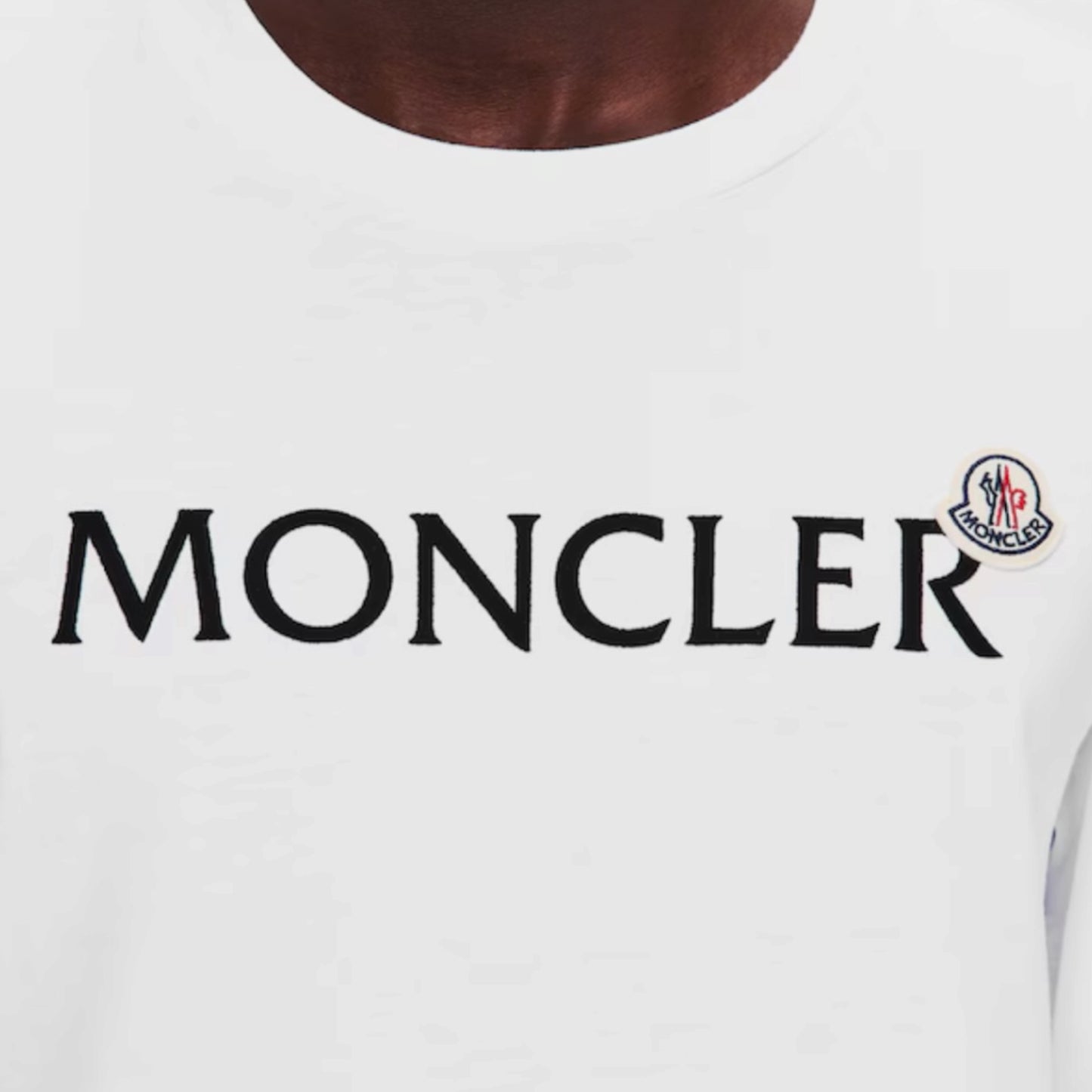 MONCLER LONG SLEEVE FELT LOGO T-SHIRT WHITE