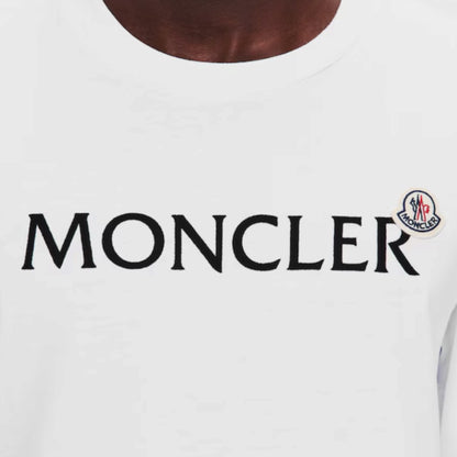 MONCLER LONG SLEEVE FELT LOGO T-SHIRT WHITE