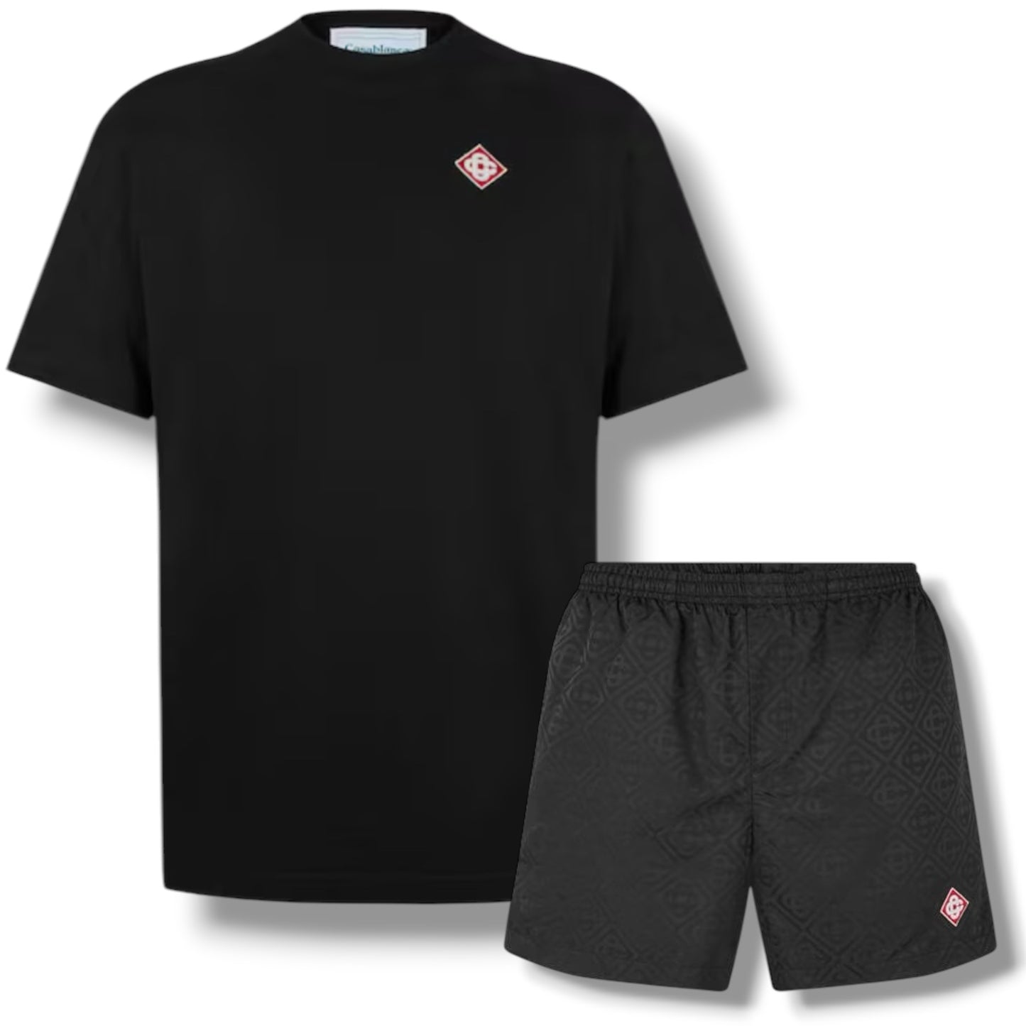 CASABLANCA DIAMOND T-SHIRT & SWIM SHORTS SET BLACK