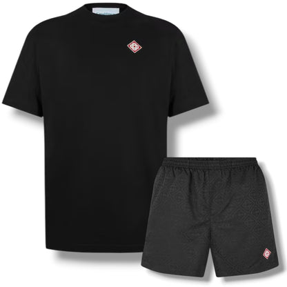 CASABLANCA DIAMOND T-SHIRT & SWIM SHORTS SET BLACK