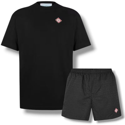 CASABLANCA DIAMOND T-SHIRT & SWIM SHORTS SET BLACK
