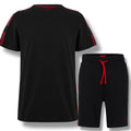 HUGO TAPE JERSEY T-SHIRT & SHORTS SET BLACK - RED