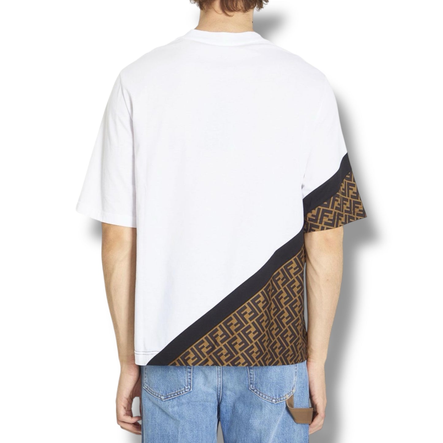 FENDI FF DIAGONAL LOGO T-SHIRT WHITE
