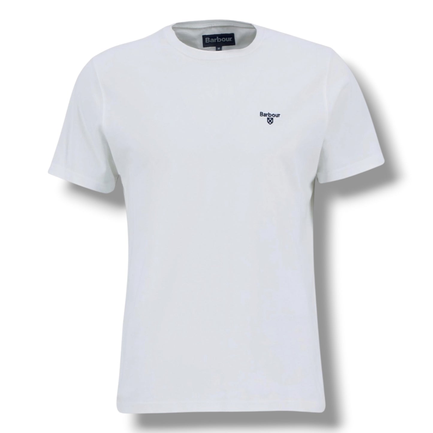 BARBOUR SMALL LOGO T-SHIRT & SHELL SWIM SHORTS WHITE & NAVY BLUE