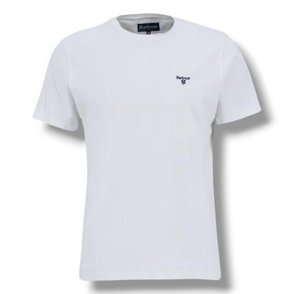BARBOUR SMALL LOGO T-SHIRT & SHELL SWIM SHORTS WHITE & NAVY BLUE