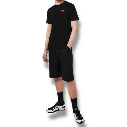 COMME DES GARÇONS SMALL HEART LOGO T-SHIRT BLACK - RED