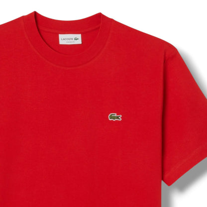 LACOSTE SMALL LOGO T-SHIRT & JERSEY SHORTS SET RED & LIGHT BLUE