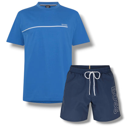 HUGO BOSS STORM T-SHIRT & SWIM SET ROYAL BLUE & NAVY BLUE