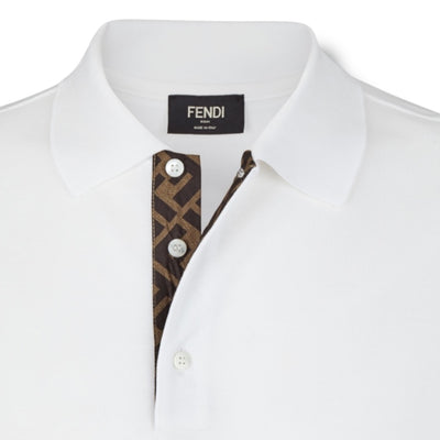 FENDI FF PLACKET POLO SHIRT WHITE