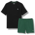 LACOSTE TECH GYM SET T-SHIRT & SHORTS BLACK & GREEN