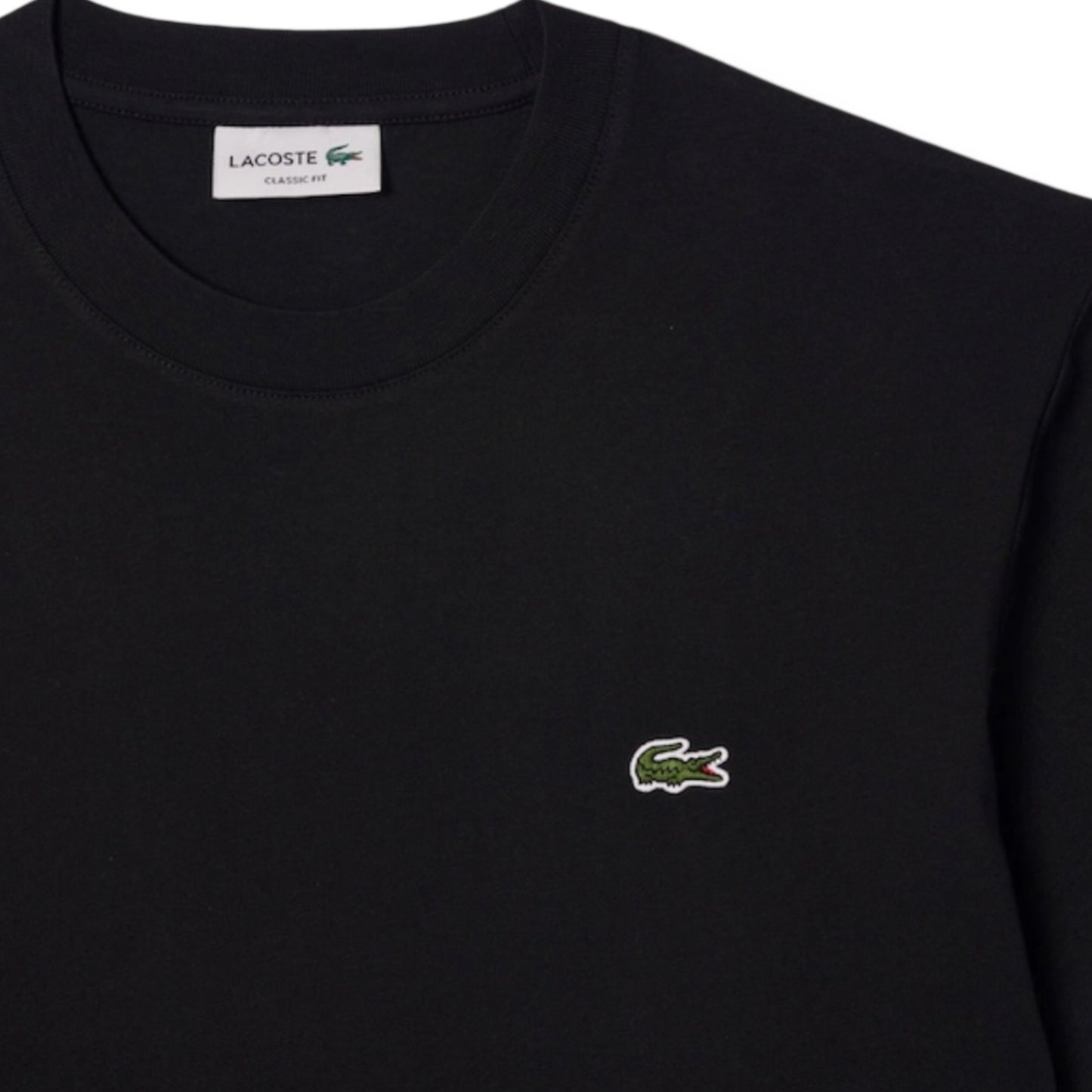 LACOSTE SMALL LOGO T-SHIRT & ALL OVER LOGO SWIM SHORTS SET BLACK & ORANGE