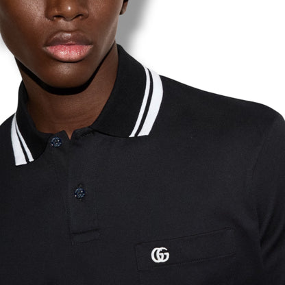 GUCCI GG POCKET POLO SHIRT BLACK