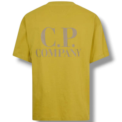 CP COMPANY DOUBLE LOGO T-SHIRT MOSS GREEN