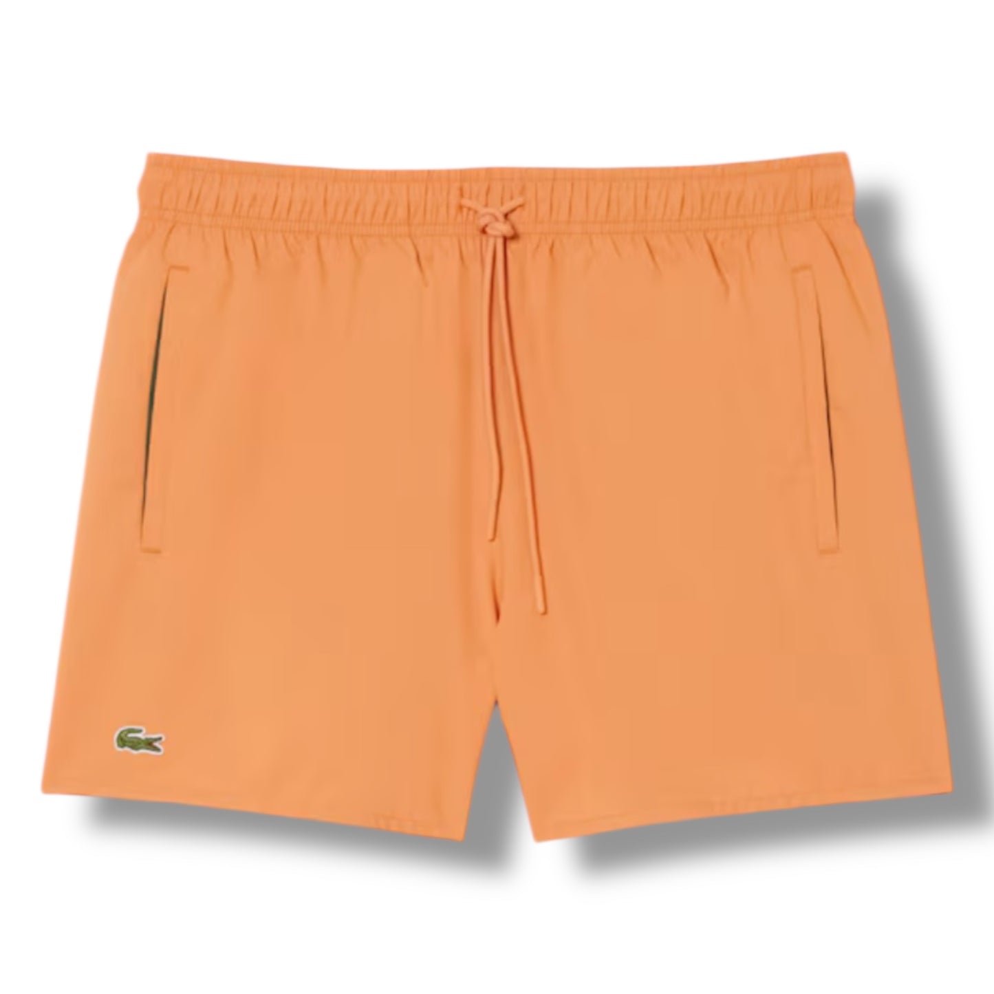 LACOSTE LARGE LOGO T-SHIRT & SWIM SHORTS SET BLACK & ORANGE