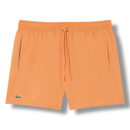LACOSTE LARGE LOGO T-SHIRT & SWIM SHORTS SET BLACK & ORANGE