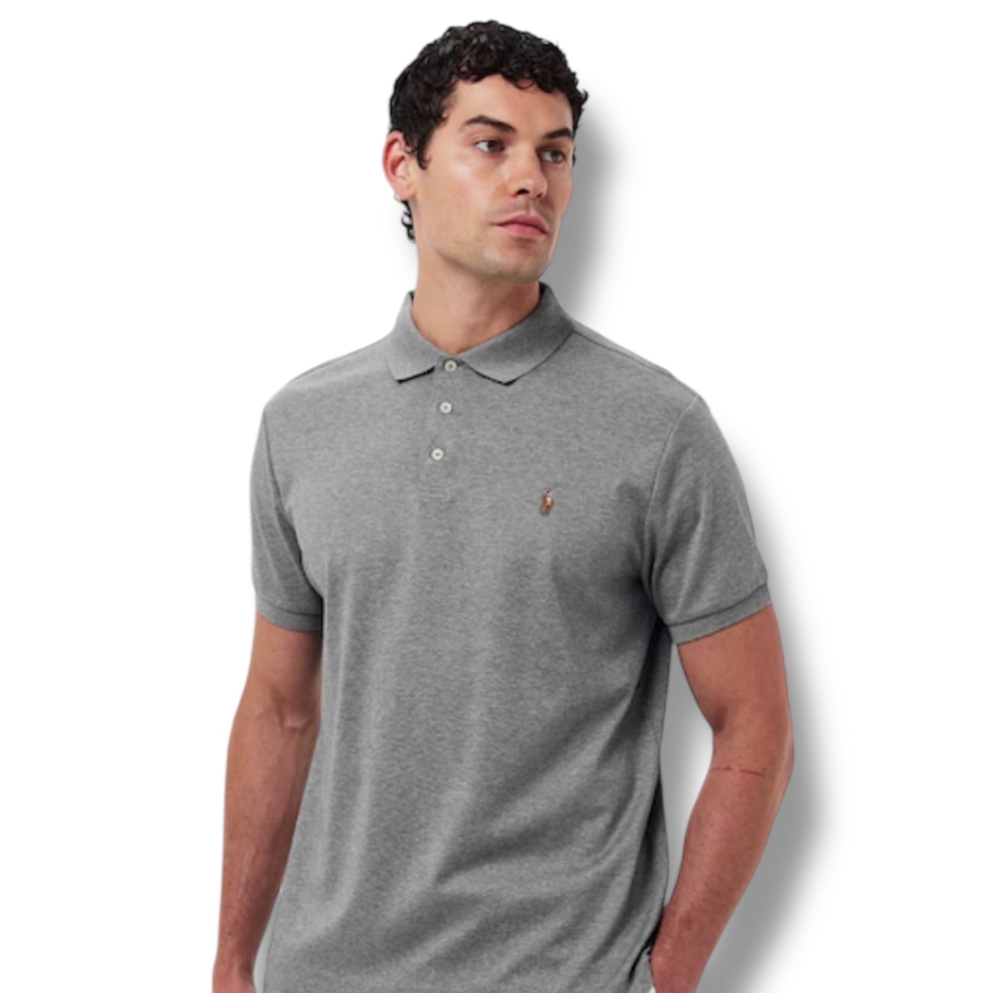 RALPH LAUREN SLIM FIT POLO SHIRT STEEL GREY