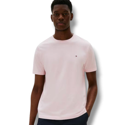 TOMMY HILFIGER SMALL LOGO T-SHIRT & SWIM SHORTS SET PINK & BLUE