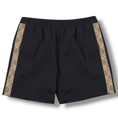 BURBERRY SIDE CHECK TRIM SWIM SHORTS BLACK