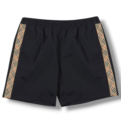BURBERRY SIDE CHECK TRIM SWIM SHORTS BLACK