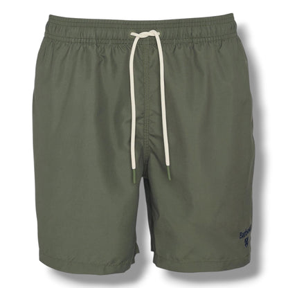 BARBOUR SMALL LOGO T-SHIRT & SWIM SHORTS SET WHITE & OLIVE GREEN