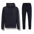 HUGO BOSS CURVED LOGO FULL ZIP HOODED TRACKSUIT NAVY BLUE