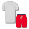 RALPH LAUREN T-SHIRT & SWIM SHORTS SET WHITE & RED