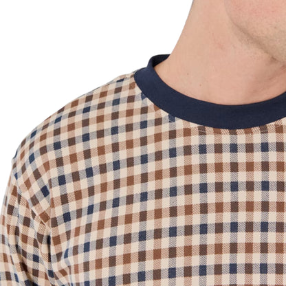 AQUASCUTUM SMALL CHECK SWEATSHIRT BEIGE