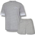CP COMPANY THIN STRIPE T-SHIRT & SWIM SHORTS SET GUNMETAL GREY
