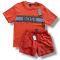 HUGO BOSS T-SHIRT & SWIM SHORTS SET ORANGE *SALE*