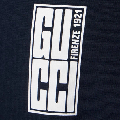 GUCCI TREBLE BACK LOGO T-SHIRT NAVY BLUE