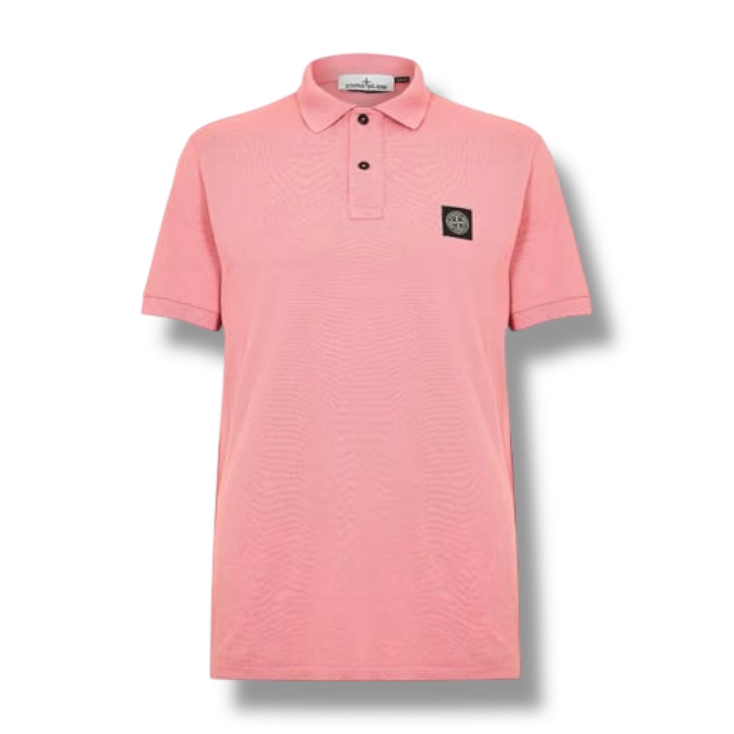 STONE ISLAND PATCH LOGO POLO SHIRT CORAL PINK