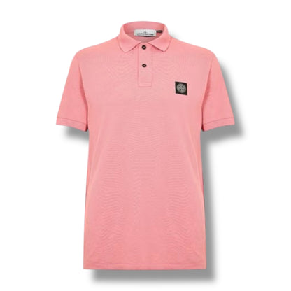 STONE ISLAND PATCH LOGO POLO SHIRT CORAL PINK