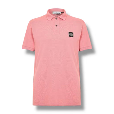 STONE ISLAND PATCH LOGO POLO SHIRT CORAL PINK