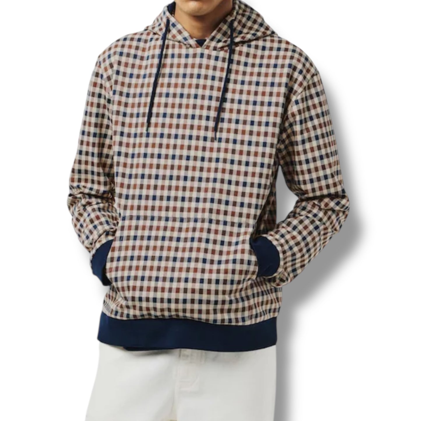 AQUASCUTUM SMALL CHECK OTTH HOODIE BEIGE