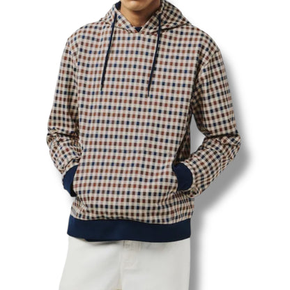 AQUASCUTUM SMALL CHECK OTTH HOODIE BEIGE