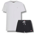 TOMMY HILFIGER SMALL LOGO T-SHIRT & SWIM SHORTS SET WHITE & BLACK