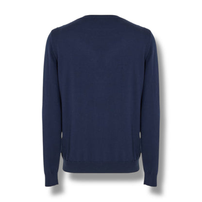 AQUASCUTUM CHECK THIN KNIT SWEATER BEIGE - NAVY BLUE