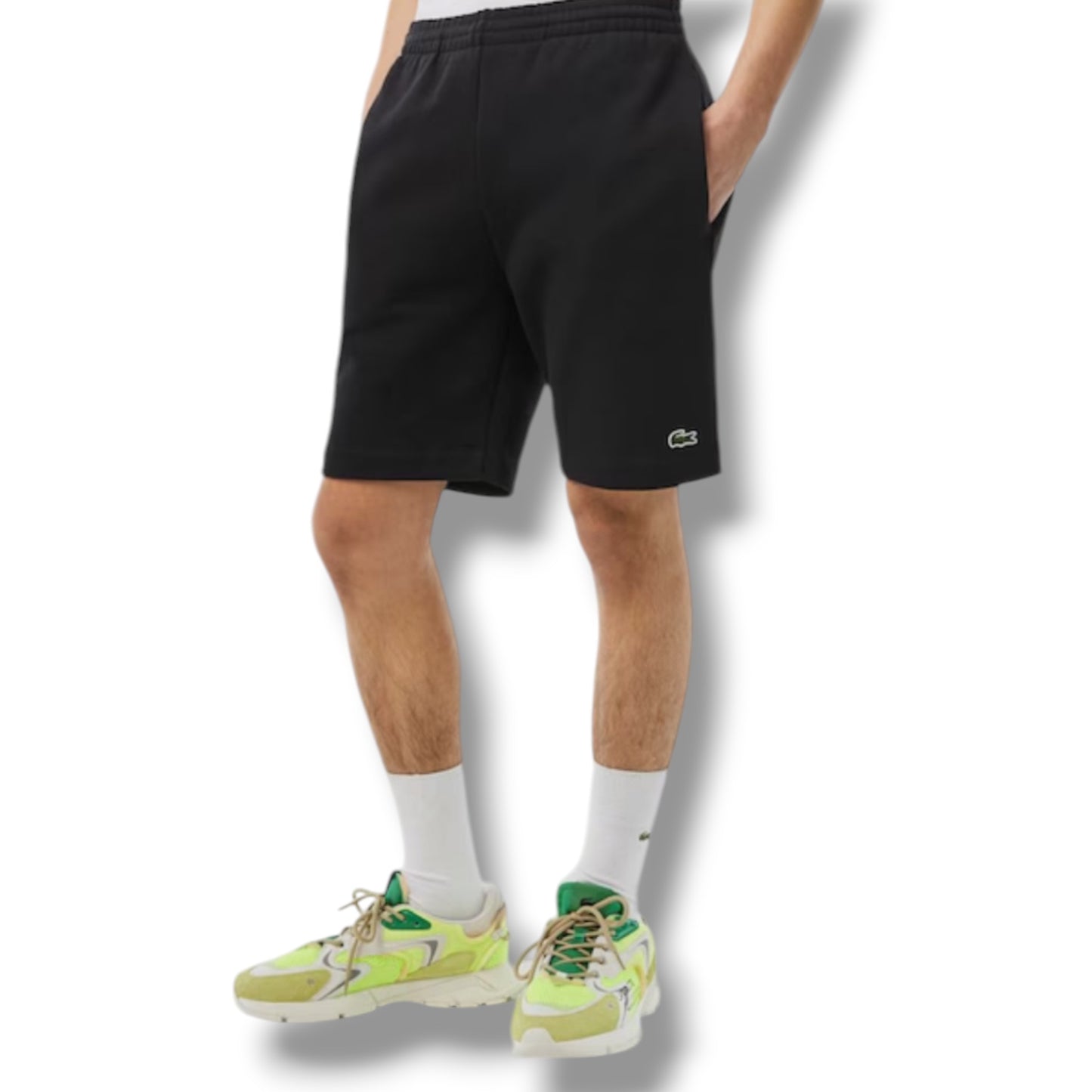 LACOSTE SMALL LOGO T-SHIRT & JERSEY SHORTS SET RED & BLACK