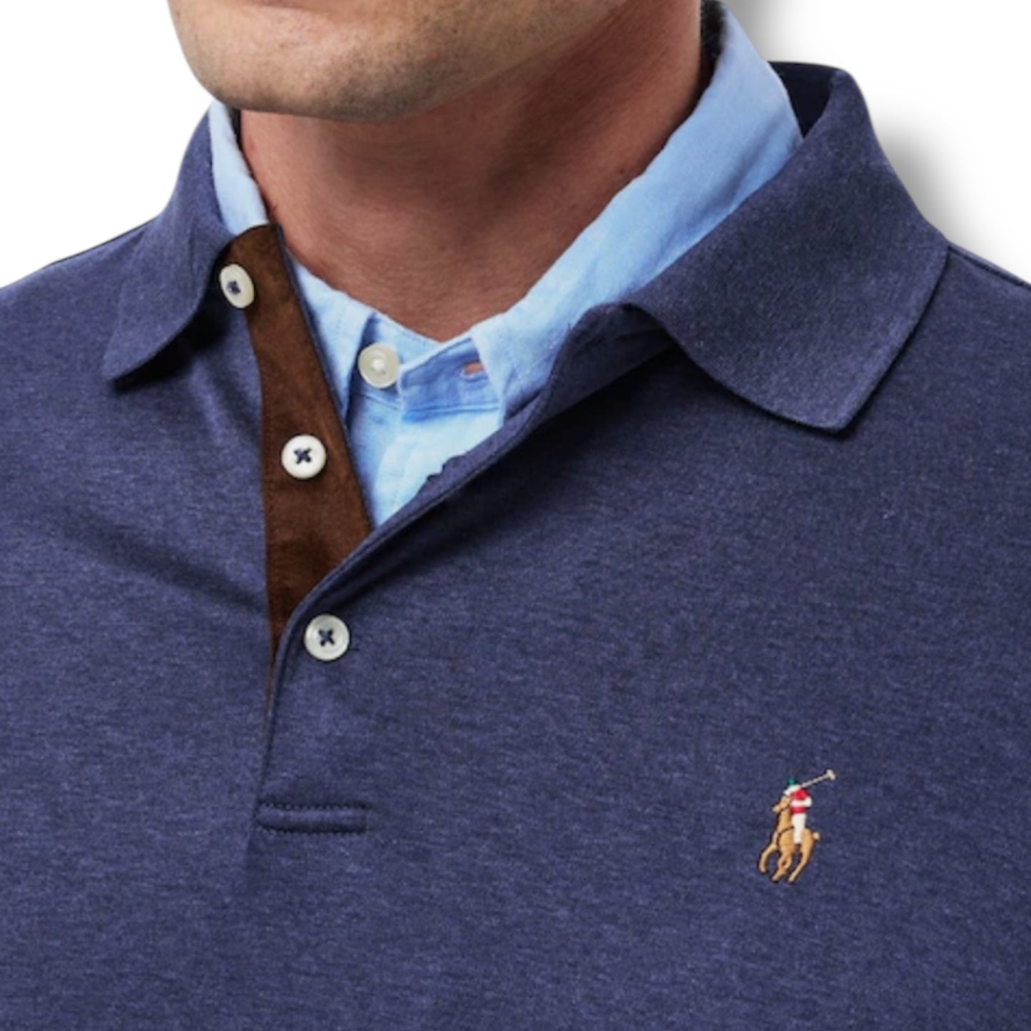 RALPH LAUREN LONG SLEEVE POLO SHIRT BLUE