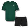 LACOSTE SMALL LOGO T-SHIRT & SWIM SHORTS SET GREEN & BLACK